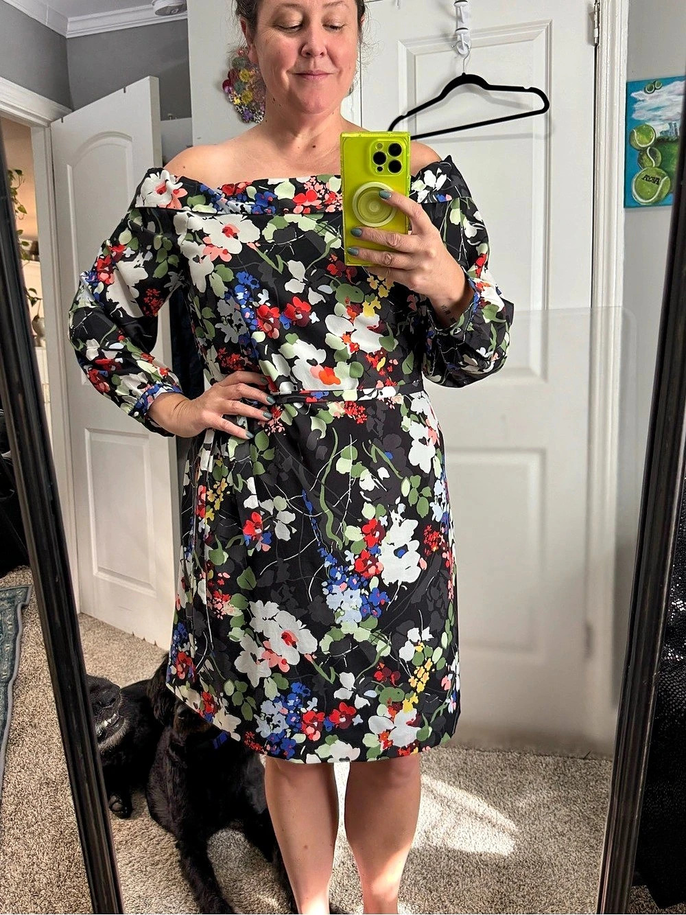 Banana Republic Floral Mini Dress in Black Multicolor Size XL Like New